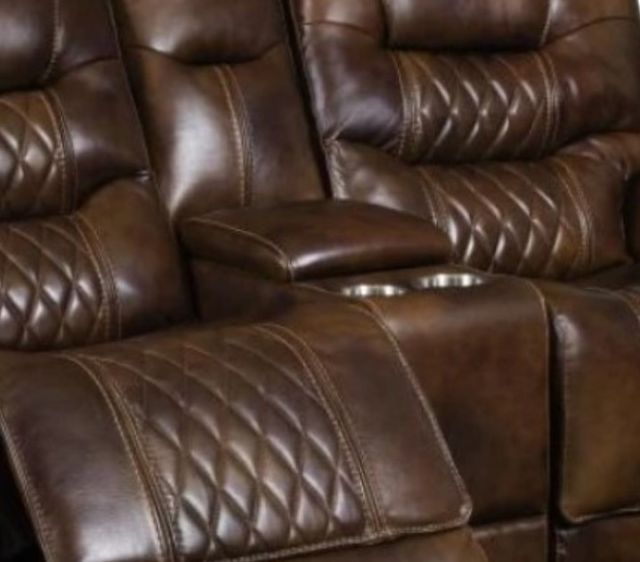 Corinthian Furniture Brookshire Carmel Power Reclining Loveseat with Headrest and Console-1