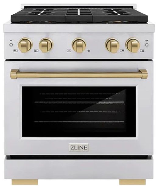 ZLINE Autograph Edition Paramount 30" 4.2 Cu. Ft. Stainless Steel Gas Range with 4 Burner DuoPro™ Cooktop, Convection Gas Oven and Champagne Bronze Accents-0