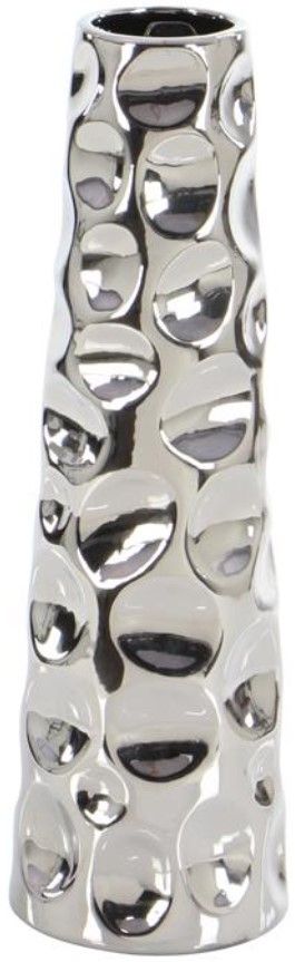 Deco Marche Silver Cone Vase with Concaved Bubble Texture-0