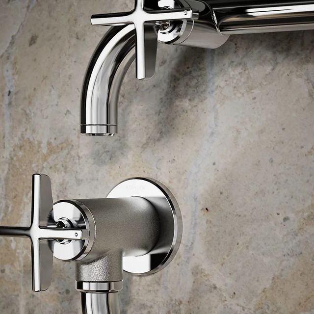KOHLER® Billet® Polished Chrome Wall-Mount Pot Filler with Cross Handle-3