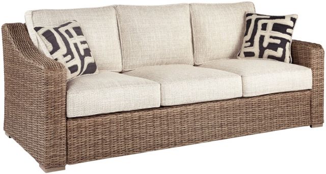 Beachcroft Outdoor Sofa with Cushion - White/Beige Beachcroft Outdoor Sofa with Cushion - White/Beige