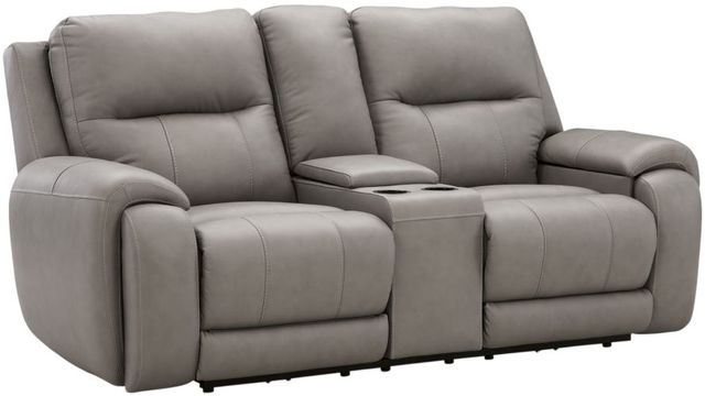 Signature Design by Ashley® Real Moments Ash Power Reclining Loveseat with Audio Seating-0