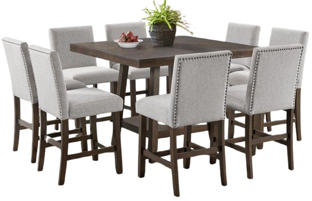 Elements International Seneca 9-Piece Brown Dining Set-0