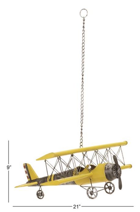 Deco Marche Yellow Airplane Wall Decor-3