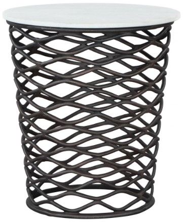 Zuo® Modern King White Side Table with Antique Black Steel Base-0