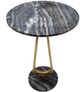 A & B Home Cintra Black and White Marble Tabletop Side Table with Gold Legs-1