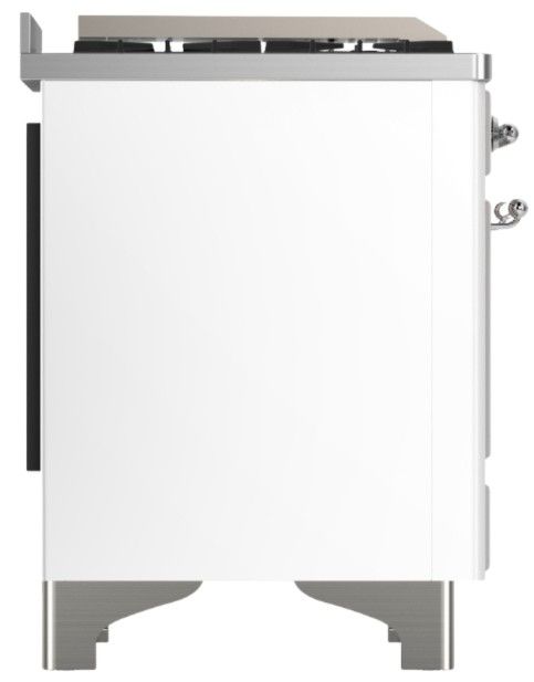 Ilve® Majestic III 48" White Pro Style Dual Fuel Natural Gas Range with Solid Door and Chrome Trim-3