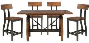 Mazin Furniture 5 Piece Holverson Rustic Brown/Gunmetal Counter Height Table-0