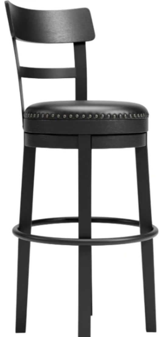 Clearance Signature Design by Ashley® Set of 2 Valebeck Black Tall Upholstered Swivel Bar Stool-2