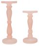 A & B Home 2-Piece Frosted Pink Pedestal Glass Candle Holder Set-1