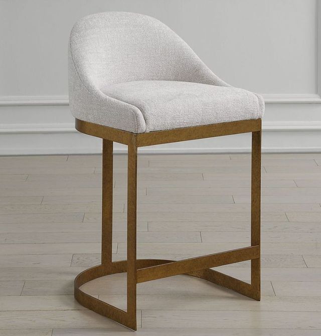 Uttermost® Ira Antique Gold Leaf/Ivory Counter Stool-2