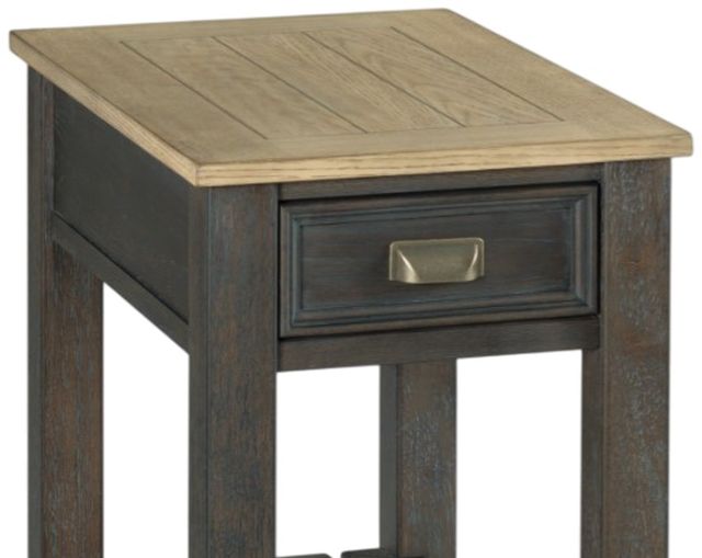 England Furniture Lyle Creek Brown Rectangular Chairside Table with Black Base-1