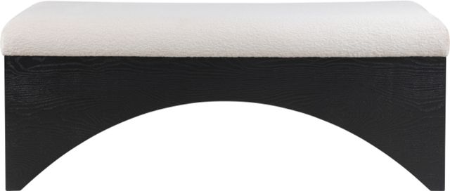 Meridian Furniture Lawson Beige/Black Velour Fur Fabric Bench-1