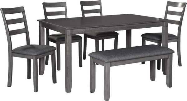 Signature Design by Ashley Bridson 6-Piece Gray Dining Table Set Signature Design by Ashley Bridson 6-Piece Gray Dining Table Set