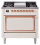 Ilve® Nostalgie II Noblesse 36'' Antique White Pro Style Dual Fuel Range with Copper Trim-0