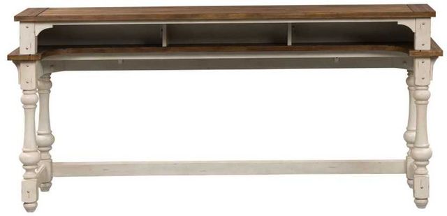 Liberty Furniture Morgan Creek Wirebrushed Tobacca Console Bar Table with Antique White Base-4