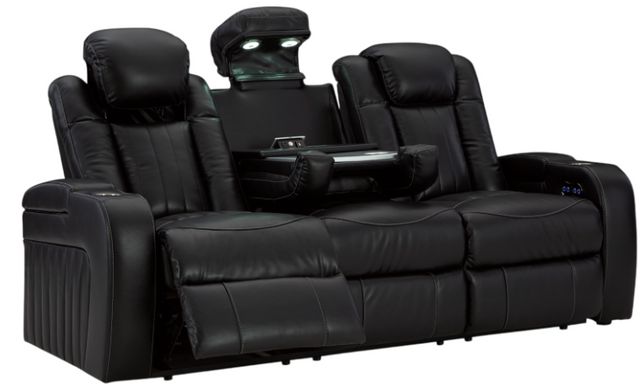 Signature Design by Ashley® Caveman Den Midnight Power Reclining Sofa with Adjustable Headrest