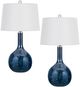 Cal® Lighting & Accessories Gourd Style 2-Piece Antique Blue Luster Table Lamp Set-0