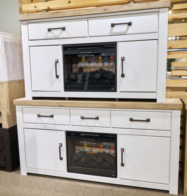 Signature Design by Ashley® Savonport Brown/White TV Stand with Electric Fireplace-1