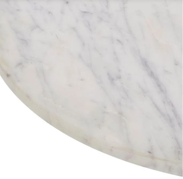 Renwil® Corrine White Marble Top Side Table with Matte Black Base-2