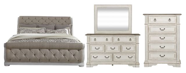 white bed brown dresser Dresser 6 Drawer main image 0
