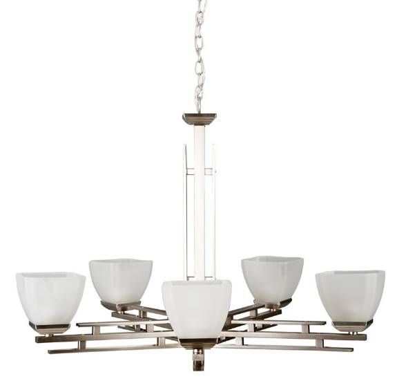 YHD Half Dome Satin Nickel 5-Light Chandelier-0