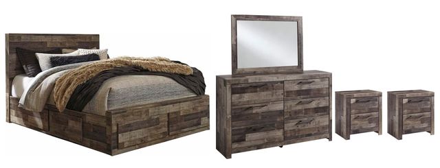 Benchcraft® Derekson 5-Piece Multi Gray Queen Panel Storage Bed Set-0