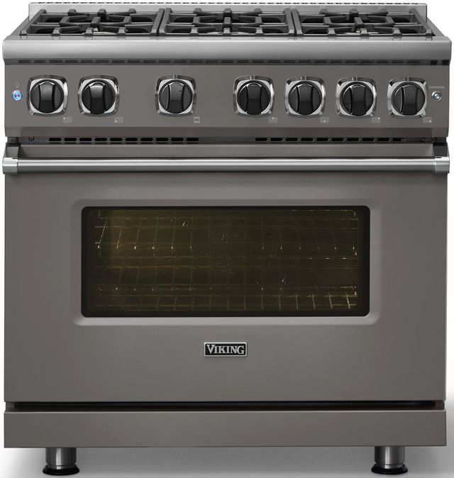 Viking® 7 Series 36" Damascus Gray Pro Style Liquid Propane Gas Range-2