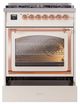 Ilve® Nostalgie II Noblesse 30" Antique White Pro Style Dual Fuel Range with Copper Trim-3