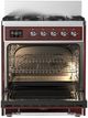 Ilve® Majestic III 30" Burgundy Pro Style Dual Fuel Liquid Propane Range with Triple Glass Door and Chrome Trim-2