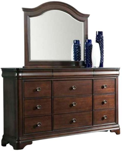 Elements International Cameron 4-Piece Cherry Queen Sleigh Bedroom Set-2