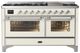 Ilve® Majestic III 60" Antique White Pro Style Dual Fuel Natural Gas Range with Triple Glass Door and Chrome Trim-0