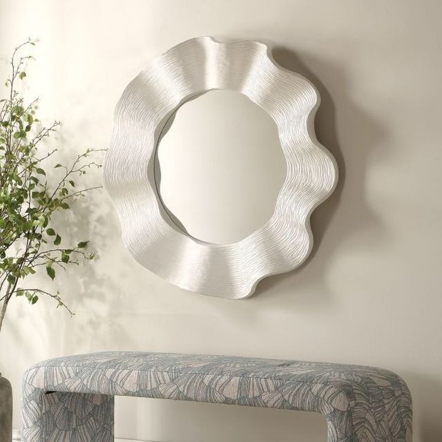 Uttermost® Wave Length Matte White Round Mirror-2