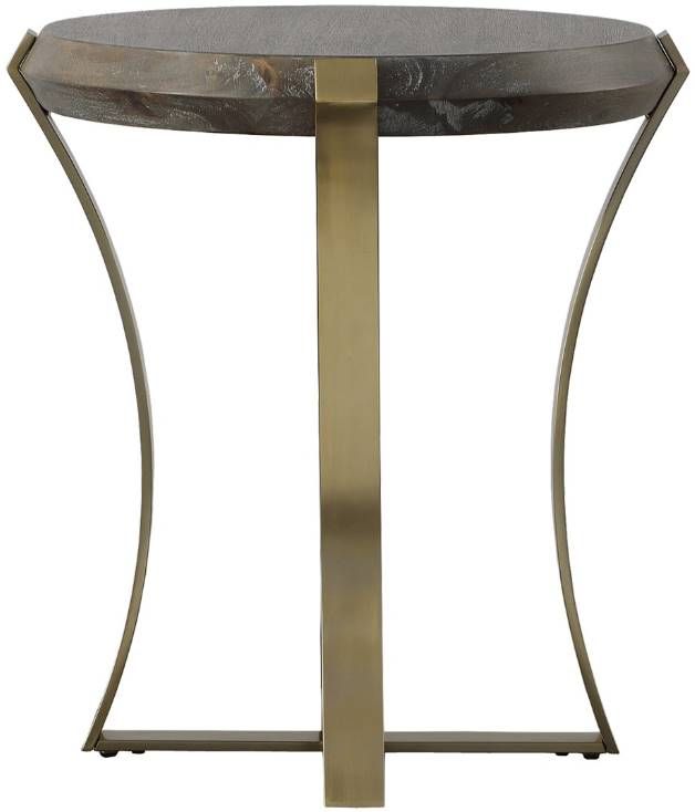 Uttermost® Unite Dark Walnut Stainwashed Side Table with Brushed Brass Legs-3