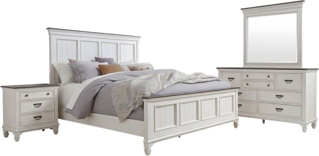 Liberty Furniture Allyson Park 4-Piece Charcoal/Wirebrushed White California King Panel Bedroom Set-0
