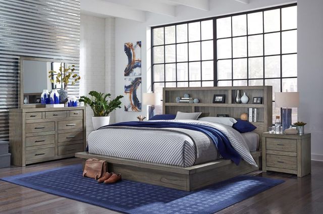 aspenhome® Modern Loft Greystone King Bookcase Bed-2