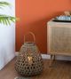 A & B Home Beige Coconio Tapered Wood Lattice Lantern-2