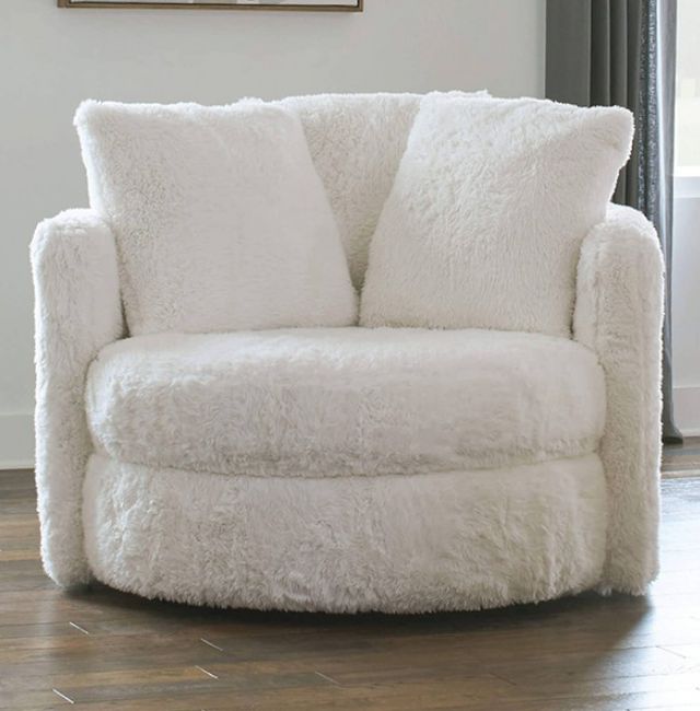 Furniture of America® Cochrane White Swivel Accent Chair-1