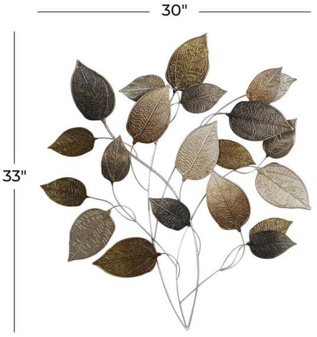Deco Marche Bronze Leaf Textured Wall Decor with Multiple Shades-2