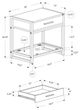 Monarch Specialties Inc. White 22"H Drawer Accent Table with Silver Metal Base-3