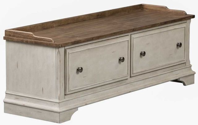 Liberty Furniture Morgan Creek Antique White/Wirebrushed Tobacco Storage Hall Bench-0