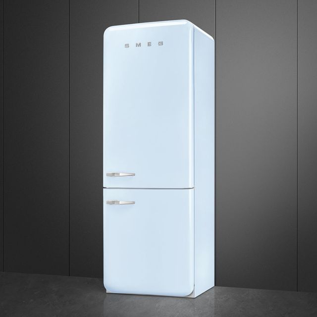 Smeg Retro Style 28 in. 18.0 Cu. Ft. Pastel Blue Bottom Freezer Refrigerator-3