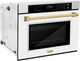 ZLINE Autograph Edition Professional 30" Stainless Steel Single Electric Wall Oven with White Matte Door and Polished Gold Accents-1