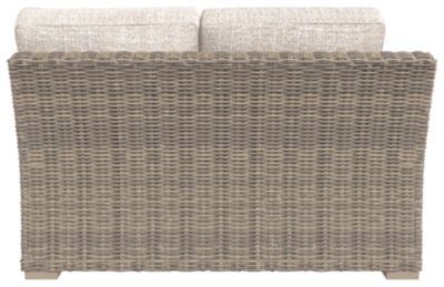 Signature Design by Ashley® Beachcroft 2-Piece Beige/Brown Outdoor Fabric/Resin Wicker Loveseat-4