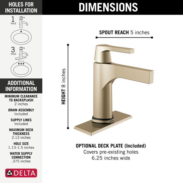 Delta Zura® Champagne Bronze Touch2O® Bathroom Faucet with Touchless Technology-1