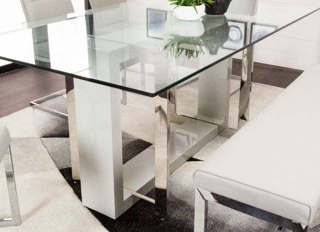Cramco Olympia Glass Top Dining Table with Chrome/Light Gray Base-3