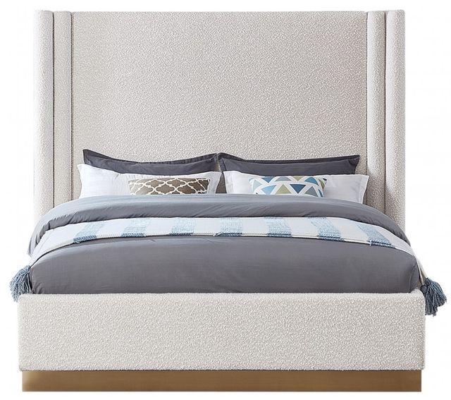 Meridian Furniture Halton Cream King Upholstered Panel Bed-1