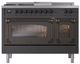 Ilve® Nostalgie II Noblesse 48'' Graphite Matte Pro Style Dual Fuel Range with Burnished Trim-1
