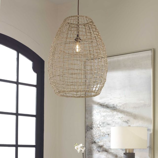 Uttermost® Cross Weave Natural Pendant-1