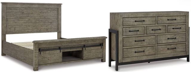 Signature Design by Ashley® Brennagan 2-Piece Gray King Panel Storage Bed Set-0